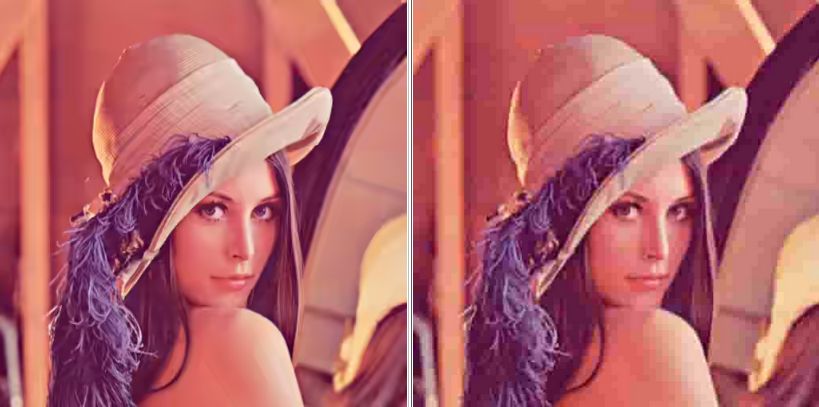 Rozmiar zdjęcia ~6 KB. Po lewej BPG, po prawej JPG.