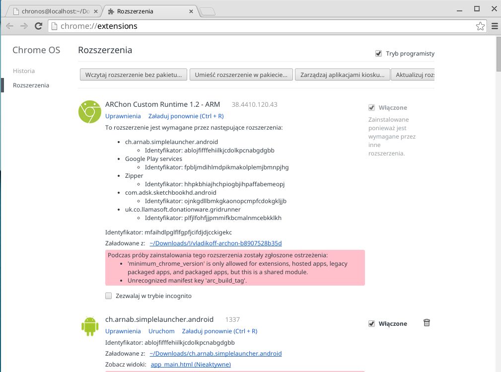 ARChon Custom Runtime: sposób na androidowe aplikacje w Chrome OS