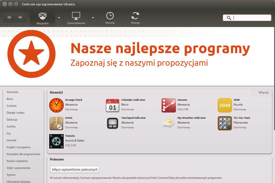 Centrum oprogramowania Ubuntu. Jeden ze sposobów na wyróżnienie Ubuntu przez Canonical