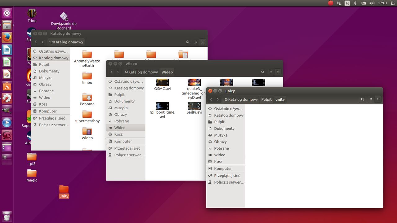 Pulpit w Ubuntu 15.04 - otwarte okna menadżera plików