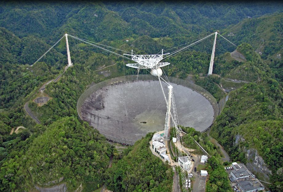 Radioteleskop w Arecibo (Portoryko) jest największym radioteleskopem na ziemi. Jego czasza jest umieszczona w krasowym leju i mierzy 73 tys. metrów kwadratowych.