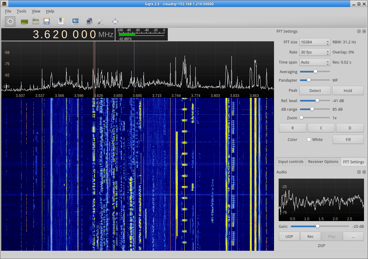 Główne okno programu Gqrx