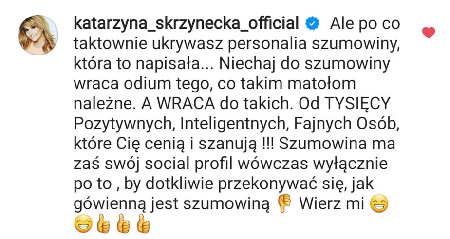 Katarzyna Skrzynecka komentuje wpis Koroniewskiej