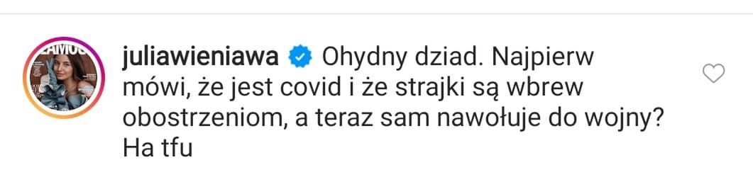 Julia Wieniawa komentuje wystąpienie Jarosława Kaczyńskiego