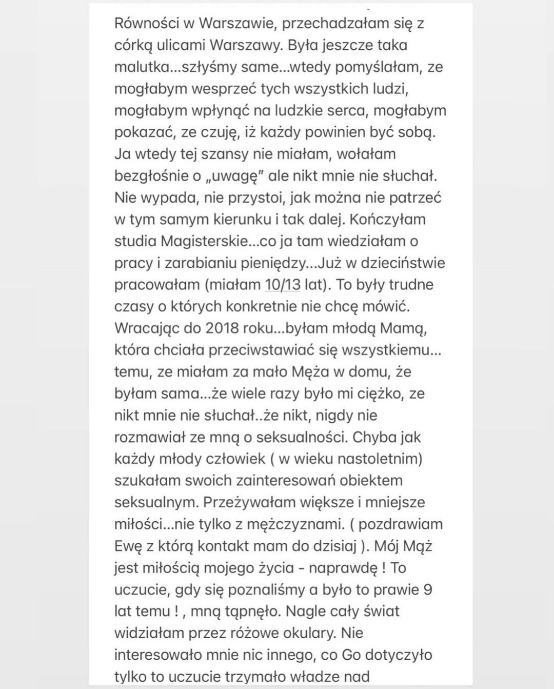 Treść oświadczenia udostępnionego przez Mariannę Schreiber
