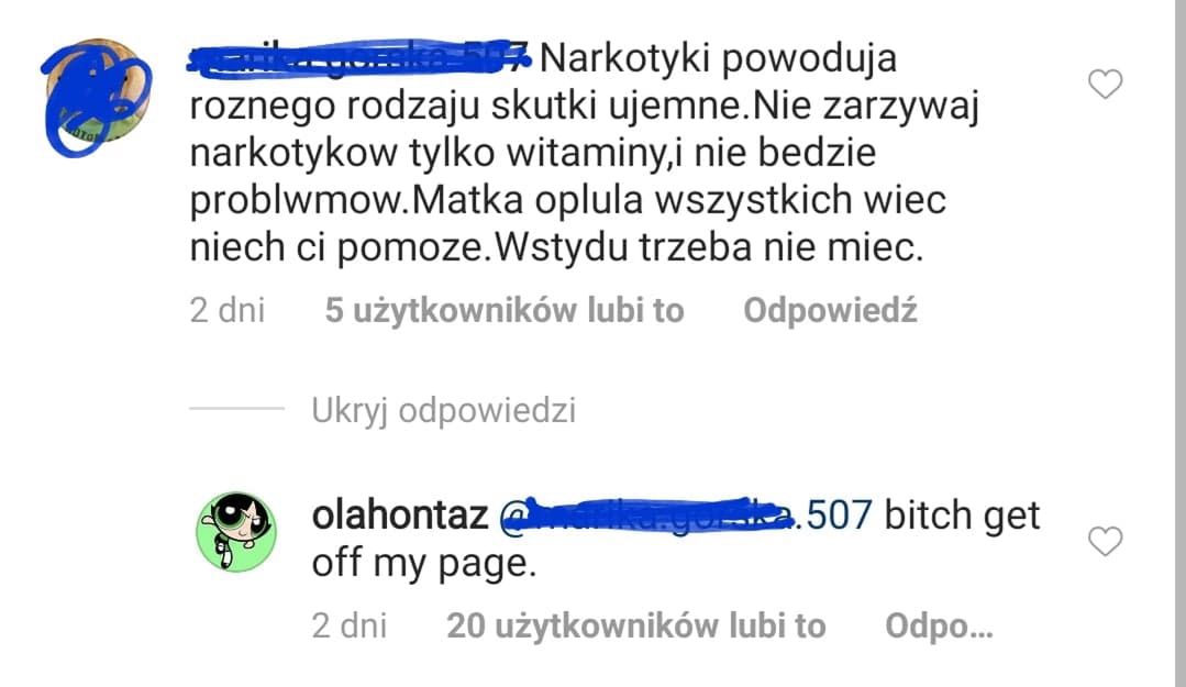 Ola Kowalska - reakcja na komentarz internautki