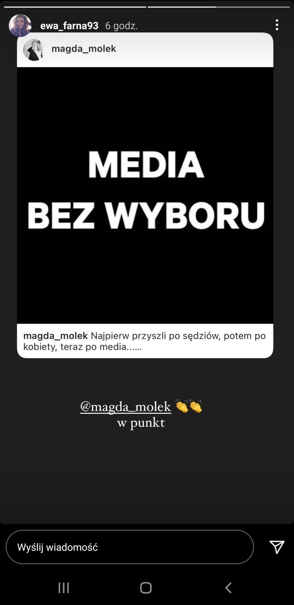 Ewa Farna komentuje post Magdy Mołek