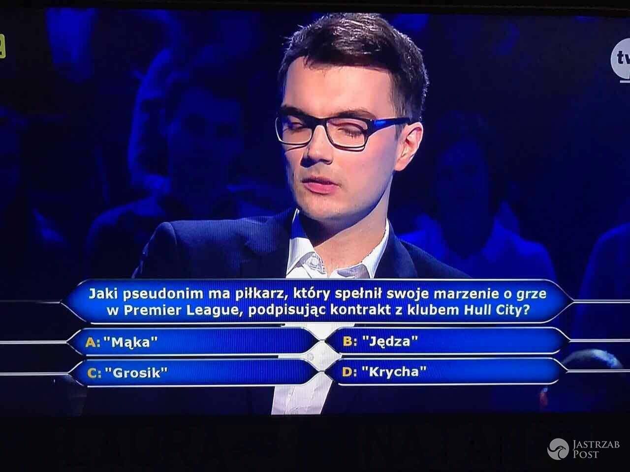 Kamil Grosicki śmieje się z uczestnika Milionerów