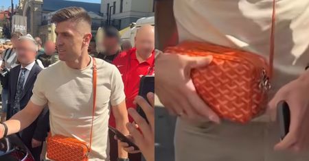 Krzysztof Piątek z POMARAŃCZOWĄ TOREBECZKĄ mknie na zgrupowanie i wymienia uprzejmości z kibicami. Stylowo?