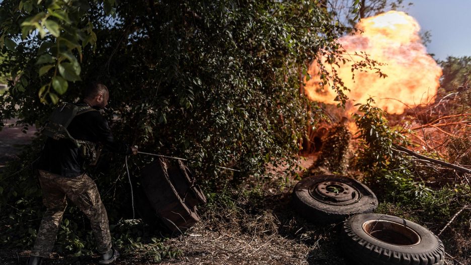 Temporary
DONETSK OBLAST, UKRAINE - MAY 23: A Ukrainian soldier fires a mortar at his fighting position, in the direction of Chasiv Yar, Ukraine, on May 23, 2024. Diego Herrera Carcedo / Anadolu/ABACAPRESS.COM
AA/ABACA
