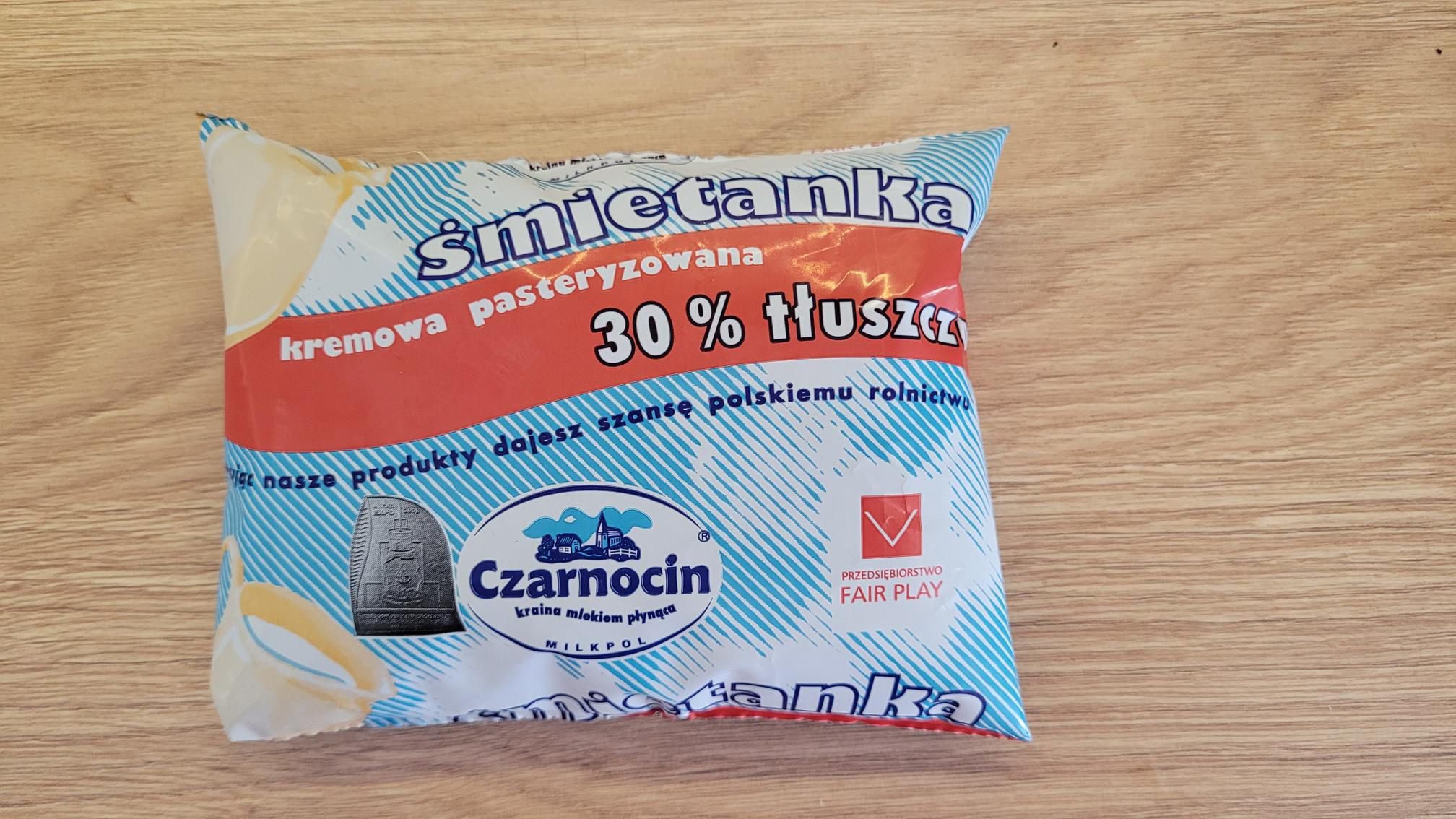 Śmietanka 30 proc. Czarnocin - etykieta