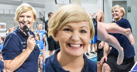Uśmiechnięta Otylia Jędrzejczak uczy dzieci pływać: "Mogą zostać mistrzami życia" (ZDJĘCIA)