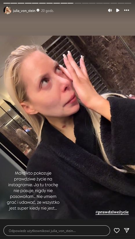 Julia von Stein zalewa się łzami na Instastories