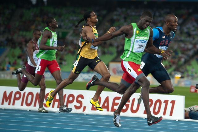 Kirani James finiszuje na mistrzostwach świata w 2011 roku