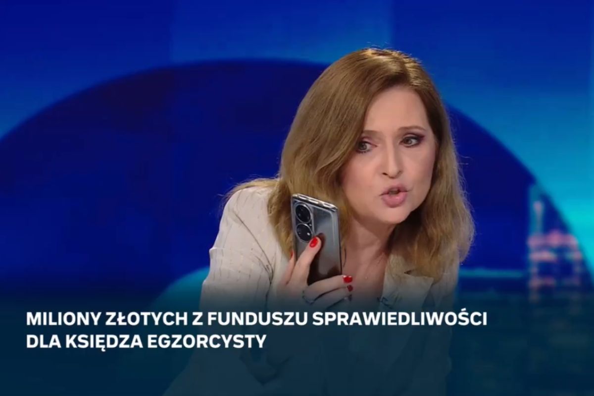 Agnieszka Gozdyra prowadzi program "Debata dnia" w Polsacie