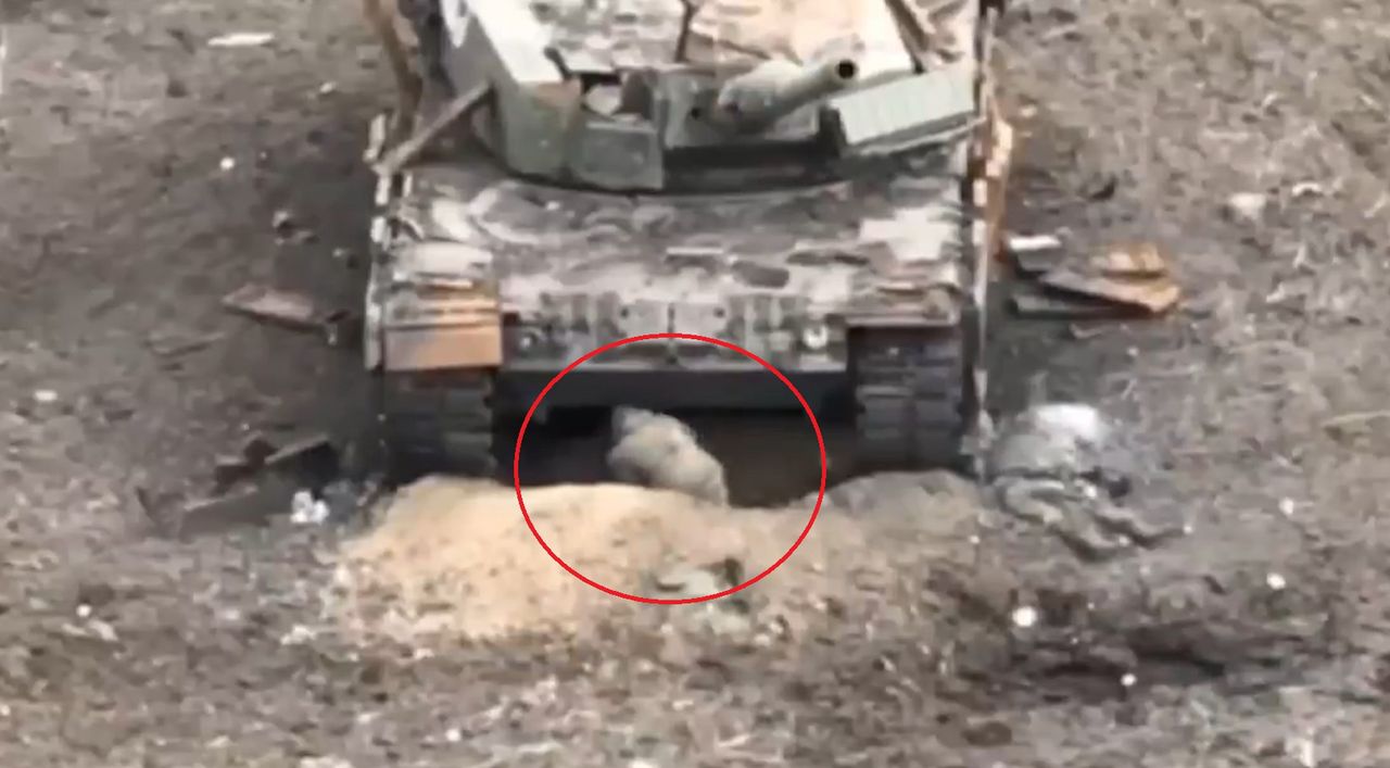 The Russian soldier thought he would be safe under the Ukrainian tank.