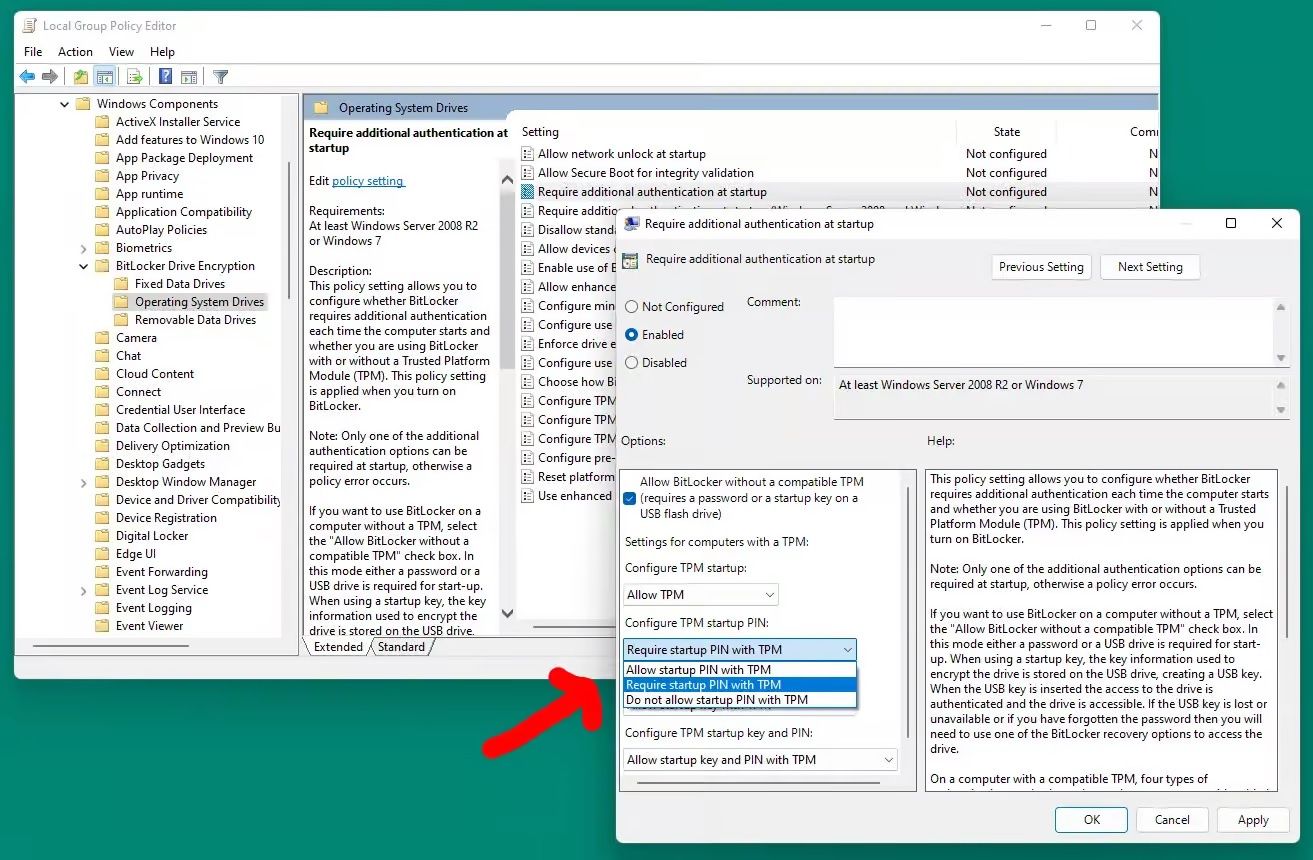 BitLocker PIN zasady grupy Windows