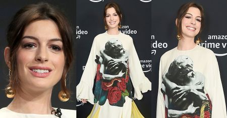 Ciężarna Anne Hathaway ukrywa brzuszek pod luźną kreacją od Valentino (ZDJĘCIA)