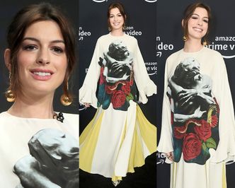 Ciężarna Anne Hathaway ukrywa brzuszek pod luźną kreacją od Valentino (ZDJĘCIA)