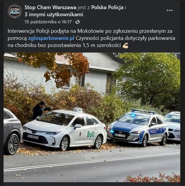 Interwencja po zgłoszeniu parkowania