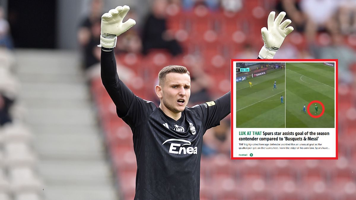 Na dużym zdjęciu Gabriel Kobylak. Na małym nagłówek "The Sun".