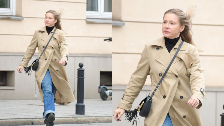 Katarzyna Warnke spaceruje po Warszawie