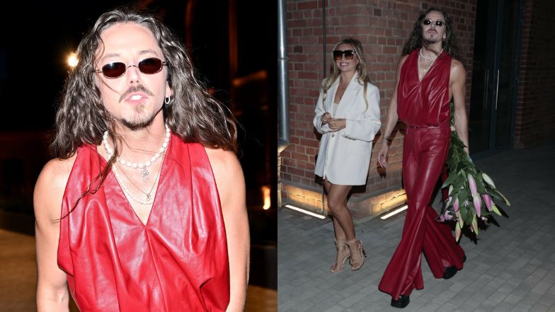 Michał Szpak w niebotycznie wysokich platformach mknie na pokaz mody u boku przyjaciółki