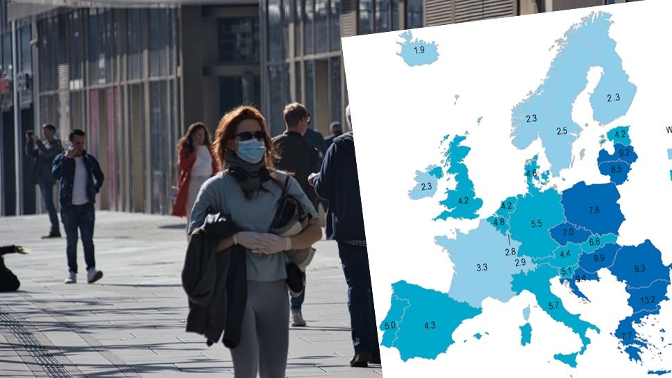 Zanieczyszczenie powietrza ludzie na ulicy 