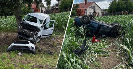 Auto na drzewie, drugie w polu. Koszmarny wypadek na Lubelszczyźnie