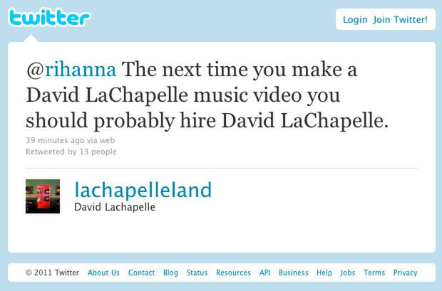 Komentarz LaChapelle na Twitterze