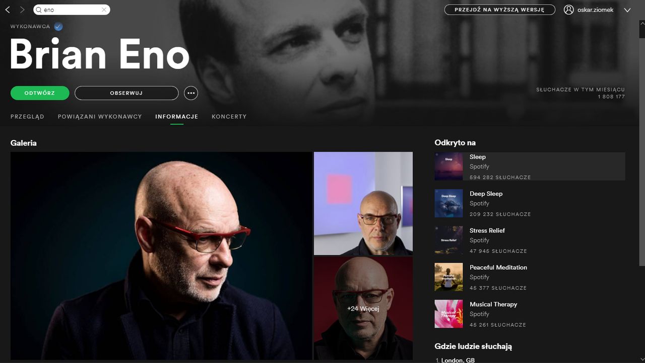 Brian Eno dzisiaj, w Spotify.