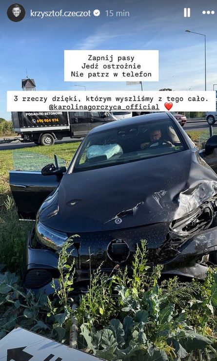Samochód Krzysztofa Czeczota po wypadku