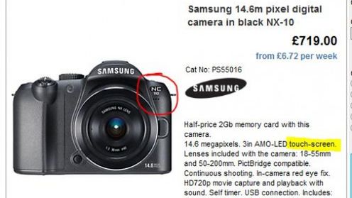 Samsung NC110 - NX10 w wersji z dotykowym ekranem? 1