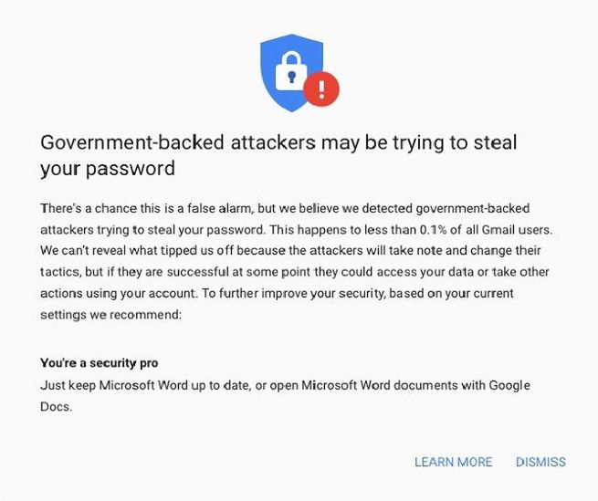 Ostrzeżenie od Google