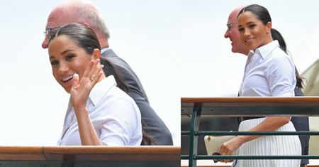 Skupione Meghan Markle i Kate Middleton pozdrawiają z trybun Wimbledonu (ZDJĘCIA)