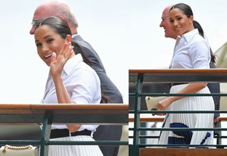 Skupione Meghan Markle i Kate Middleton pozdrawiają z trybun Wimbledonu (ZDJĘCIA)