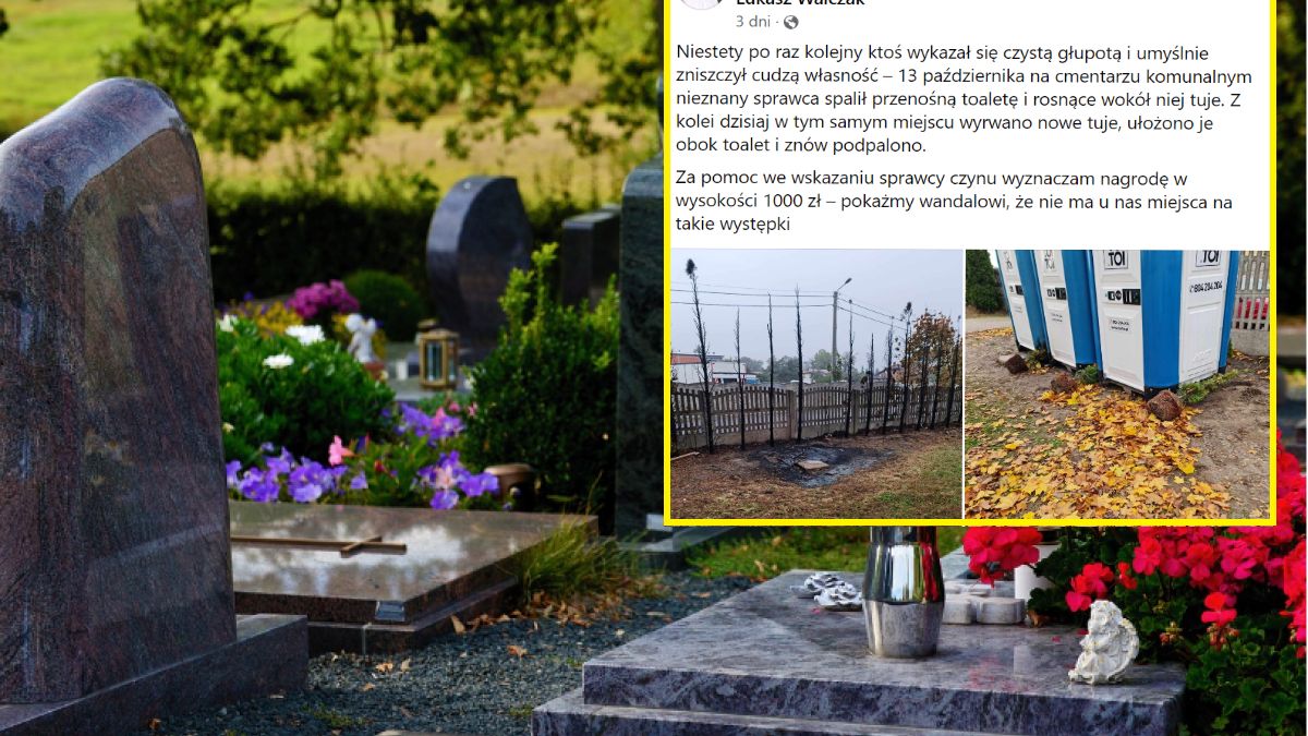 Wandal wrócił na cmentarz 