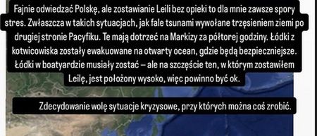 Michał Malinowski boi się, że przez możliwe tsunami straci łódkę