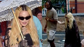 Madonna kroczy na kolację w Portofino w towarzystwie młodszego o 37 lat kochanka. Ładna para? (ZDJĘCIA)