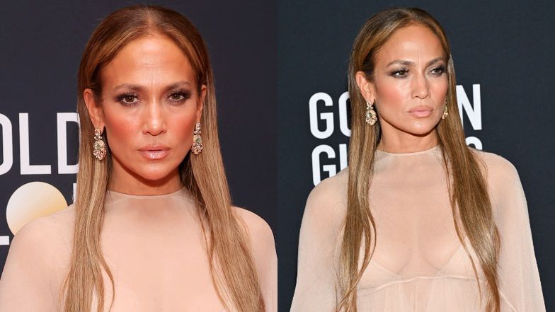 Jennifer Lopez is posing on the red carpet again. She didn't look too happy.