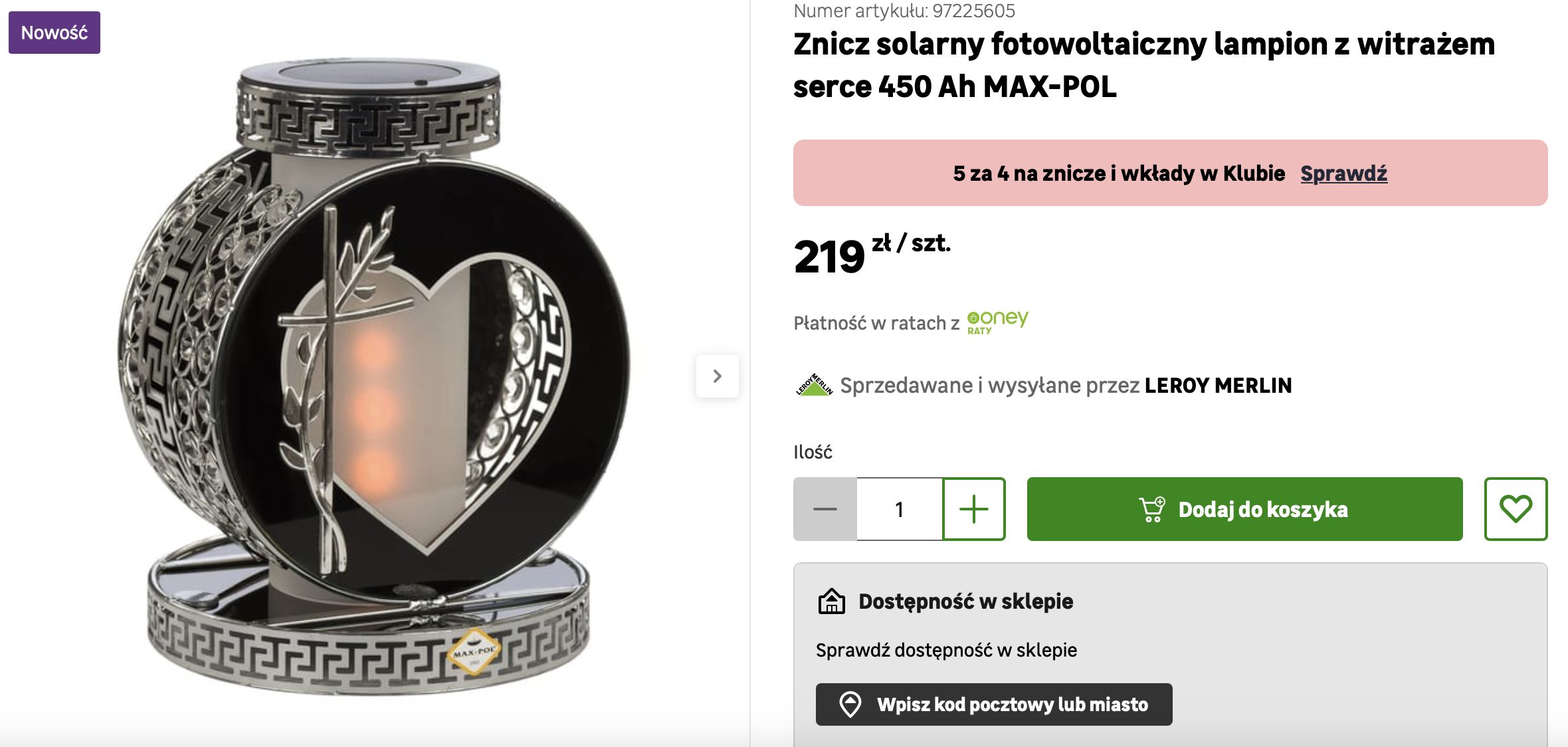 Znicz solarny w Leroy Merlin