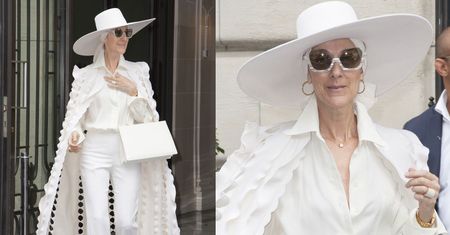 Celine Dion w przebraniu żony gangstera pozuje przed hotelem (ZDJĘCIA)