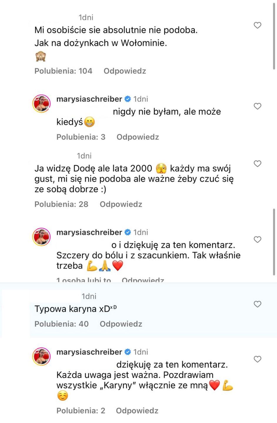 Marianna Schreiber odpowiada na komentarze