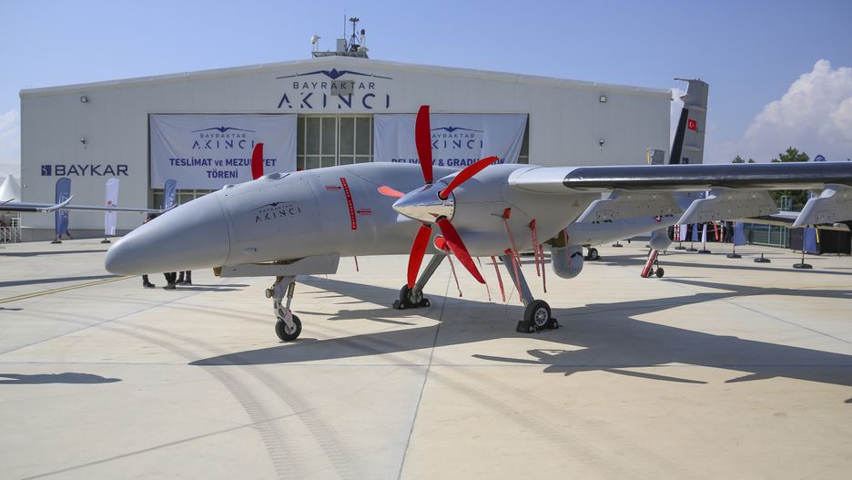 ISTANBUL, TURKEY - AUGUST 29: A view from Corlu Airport Base Command AkincÄ± Flight Training and Test Center ahead of the delivery and graduation ceremony for Bayraktar Akinci, unmanned combat aerial vehicle, on August 29, 2021 in Istanbul, Turkey. (Photo by Serhat Cagdas/Anadolu Agency via Getty Images)