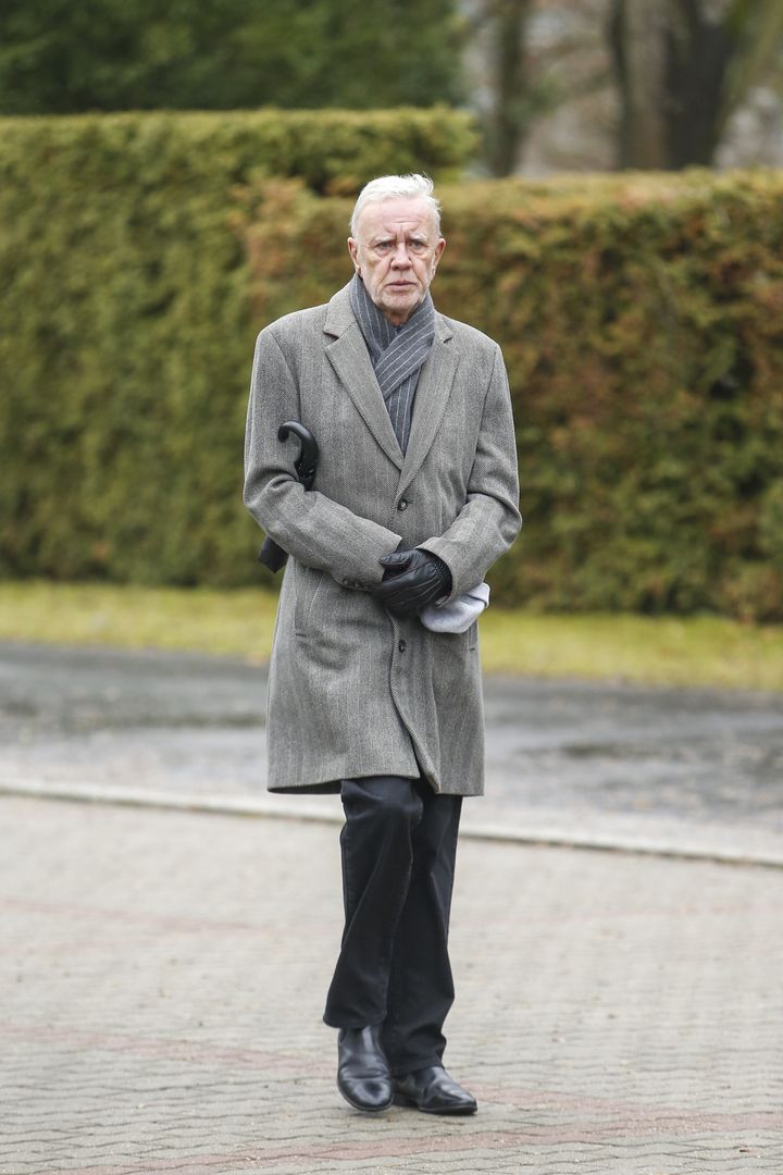 Krzysztof Jaroszyński podczas pogrzebu Stanisława Tyma