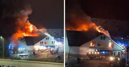 Pożar Biedronki w Płońsku. Są zdjęcia