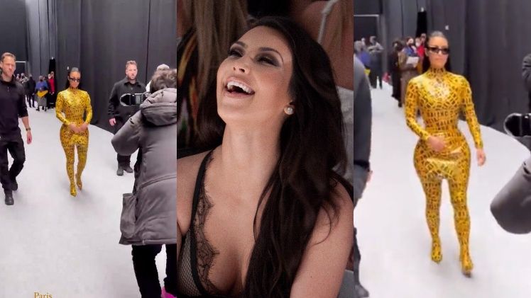 Kim Kardashian ledwo chodzi w kombinezonie obklejonym taśmą