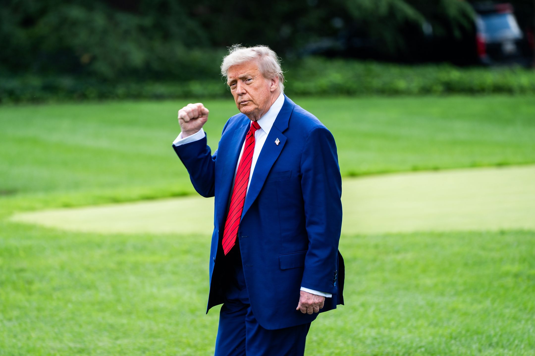 WASHINGTON, DC  June 20: US President Donald Trump makes his way to Marine One on the South Lawn of the White House on Friday June 20, 2025.  (Photo by Demetrius Freeman/The Washington Post via Getty Images)