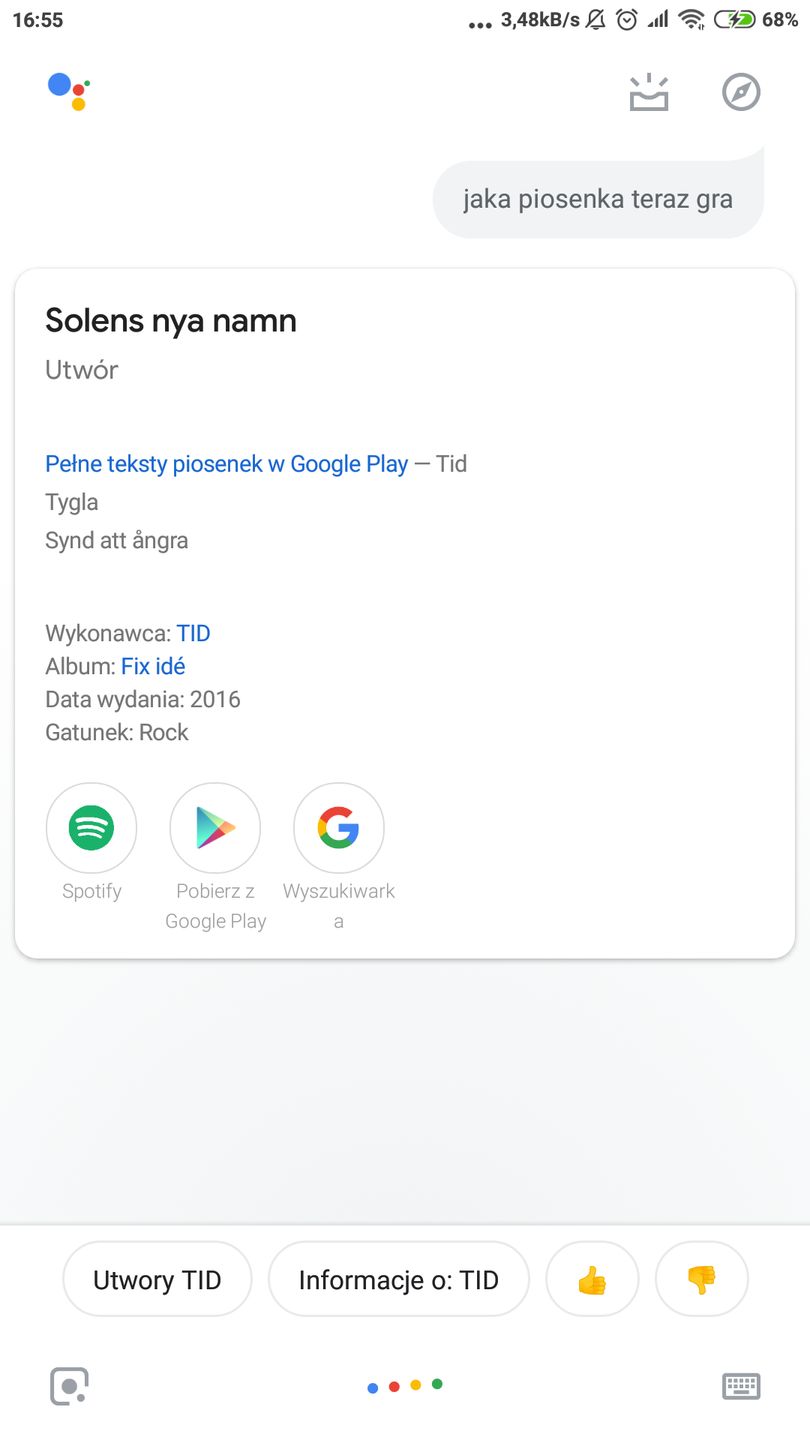 piosenka rozpoznana prawidłowo