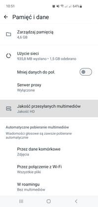 WhatsApp - ustawienia jakości zdjęć i filmów